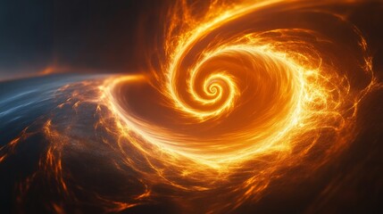Fiery and golden swirling vortex glowing with intense light
