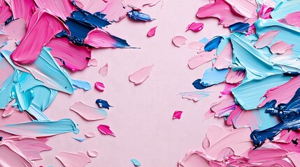 Abstract Background of Pink and Blue Brush Strokes Creating a Textured Geometric Design with Small Bintik Spots on a Light Pastel Colored Backdrop