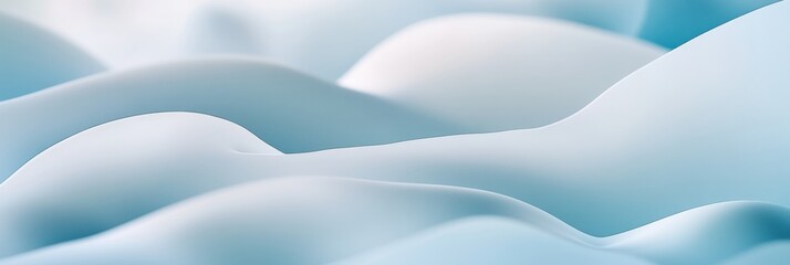 Obraz premium Soft contours of blue waves create soothing texture resembling water or fabric in serene environment. Generative AI
