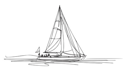 Continuous one single minimal line drawing boat
