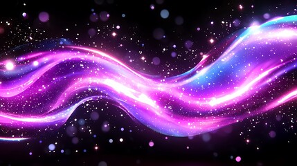Obraz premium Abstract Cosmic Ombre Background with Deep Violet to Light with Swirls and Bokeh Effect on Black Backdrop