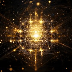 Manifestation & The Law of Attraction Abstract golden light with radiant energy effects.