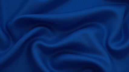 Fototapeta premium Deep Blue Satin Fabric with Soft Flowing Waves and Luxurious Texture
