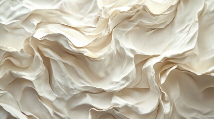 Fototapeta premium Delicate and soft cream colored fabric drapes in smooth folds