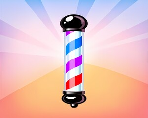 Colorful barber pole with soft light background / Poste de barber&iacute;a colorido con fondo de luz suave