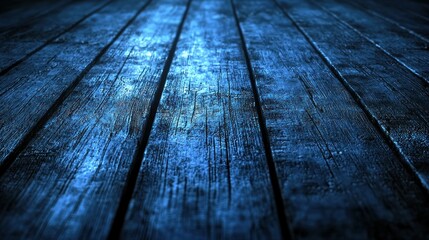 Dark blue wooden floor background for product placement or backdrop