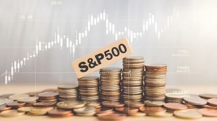 Financial Growth S&P500 Index Stock Market Investment Wealth Coins Money Success Business Economy Banking Finance Trading Chart Graph Progress Increase Profitable Returns Financial Planning Economic  