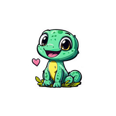 Fototapeta premium Adorable Cartoon Gecko with Heart Cute Reptile Illustration
