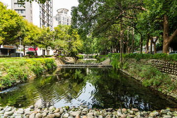 Scenery of Hsinchu moat park at Hsinchu City, Taiwan.