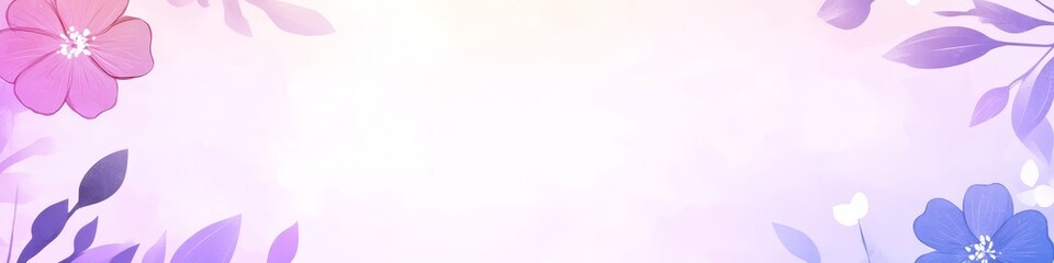 Watercolor Flora on Purple Pastel Background With Sketch Effects. A Soft, Light, Romantic Design.