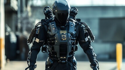 Cybernetic Exoskeleton: A Futuristic, Darkly Atmospheric Image