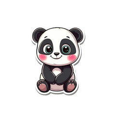 Fototapeta premium Adorable Cartoon Panda Bear Sticker Design