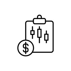 Trading report outline icons, minimalist vector illustration ,simple transparent graphic element .Isolated on white background