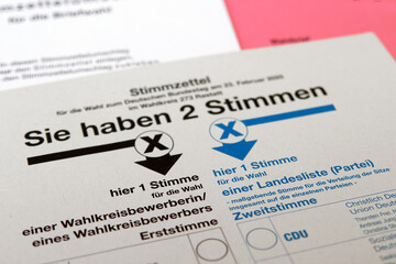 Stimmzettel f&uuml;r die Bundestagswahl