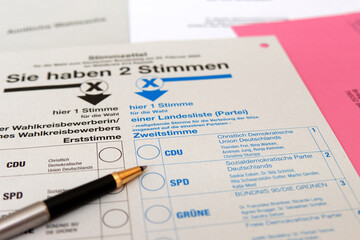 Stimmzettel für die Bundestagswahl
