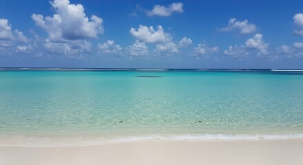 Obraz premium Idyllic Tropical Beach Scene with Turquoise Water and White Sand