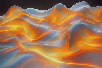 Fototapeta premium Surreal waves of color undulate in a mesmerizing dance of light and shadow. Generative AI