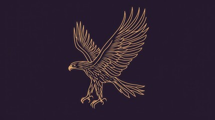 Fototapeta premium Golden eagle soaring, dark background, nature, freedom, design