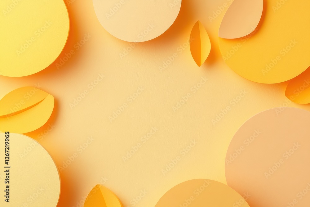 Fototapete bright yellow paper cutouts arranged on a soft yellow background to create a playful design. generat