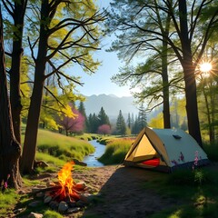 프라이빗한 여행의 캠핑