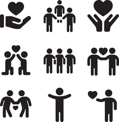 Obraz premium teamwork icon set silhouette. teamwork icon bundle set silhouette. teamwork icon vector design. 