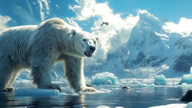 polar bear on ice