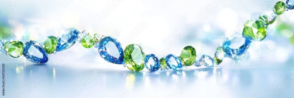 Aufkleber beautiful collection of sparkling jewels in various shades of blue and green on a soft gradient back