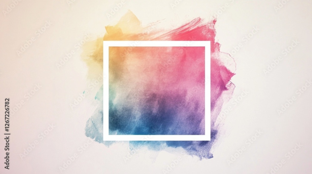 Aufkleber a soft watercolor text box displays a delightful blend of colors, inviting users to fill it with the