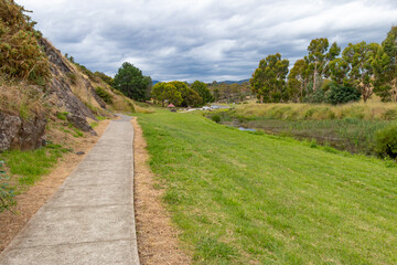 walking path through nature reserve jordan river trail near Pontville Tasmania