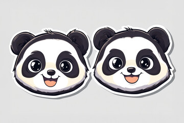 Obraz premium These cute panda bear head illustrations capture endearing expressions and playful charm, making them perfect for children's content and wildlife-themed artwork.