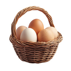 Eggs in basket Isolated on transparent background.