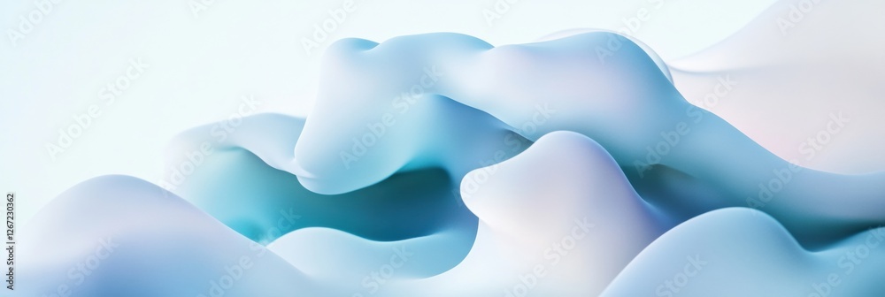 Poster Soft, flowing abstract shapes in soothing blue and white tones create a calming visual effect suitable for modern design. Generative AI