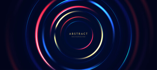 Colorful glowing lights in circle, vector abstract background