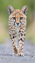 Wild cheetah standing in natural habitat gazing intensely symbolizing speed agility and wildlife conservation in the African savanna with striking focus and natural beauty