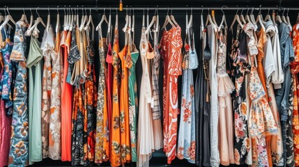 view of clothes hanging on a hanger for sale in a shop