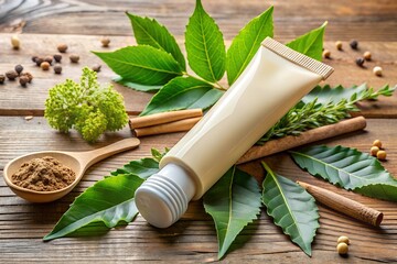 Natural Beige Toothpaste Tube with Herbal Ingredients
