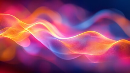 Fototapeta premium Abstract rendering showcasing luminous multicolored waves against a dark background