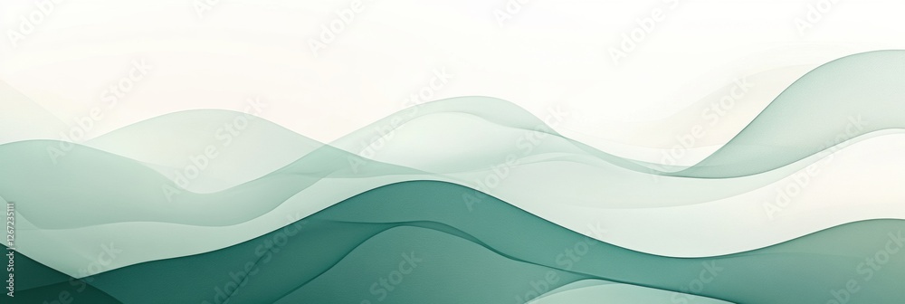 Leinwandbilder Soft green waves flow gently across a light background, creating a calming and tranquil atmosphere in a serene design. Generative AI