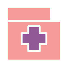Medical Record Box with Healthcare Symbol Sign