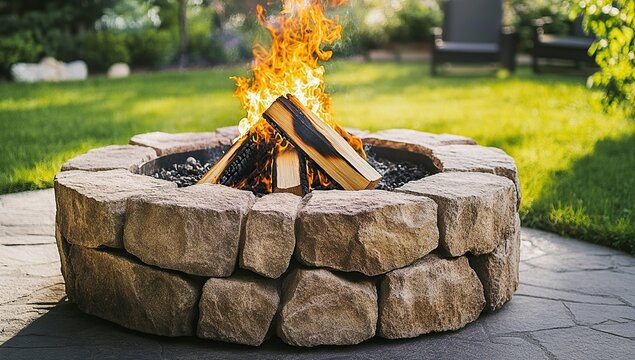 Create a Cozy Backyard Fire Pit with Stone and Wood for Relaxing Evenings