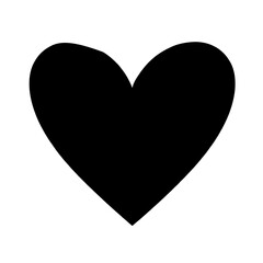Minimalist black heart silhouette symbolizing love on white background