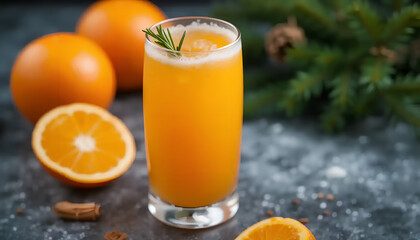 Festive Orange Cocktail with Rosemary Garnish