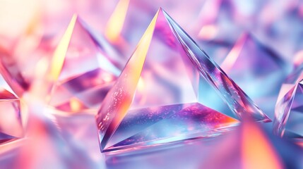 Abstract image showing triangular crystal structures with vibrant colors