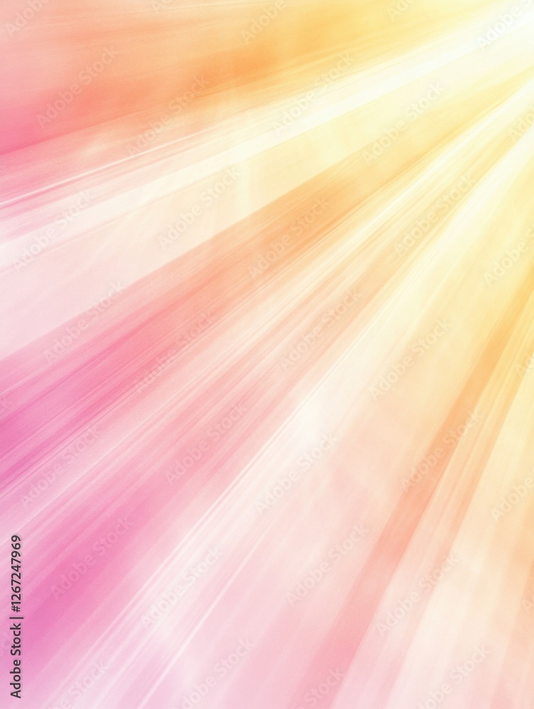 Poster Bright rays of light create a soft pastel background with warm colors in a tranquil atmosphere during daylight. Generative AI