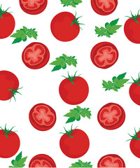 Tomatoes vector cartoon seamless pattern background for wallpaper