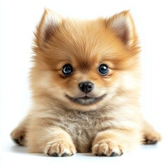 Obraz premium Adorable fluffy puppy with playful expression, perfect for capturing the joy of pets and companionship.