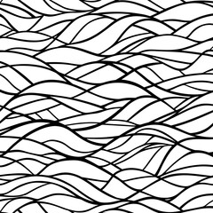 Fototapeta premium Abstract Curvilinear Black Lines on White Background for Digital Design and Seamless Wallpaper Art