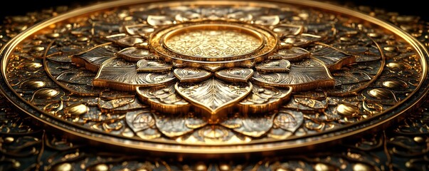 Obraz premium Intricate Golden Mandala: A Masterpiece of Artistic Detail