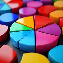 Obraz premium Vibrant Abstract Asset Allocation, a dynamic blend of colorful pie charts and graphs illustrating.
