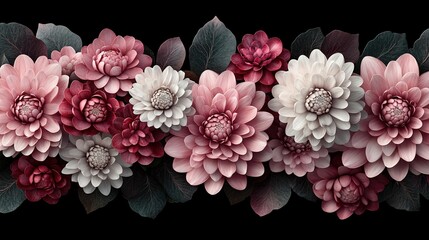 peony flower isolated on black